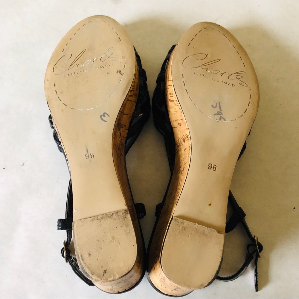 Charles David Black Wedge Sandals - Picture 8 of 8